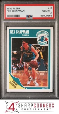 Fleer #15 1989 Rex Chapman RC Hornets PSA 10 Foto 1 de 3