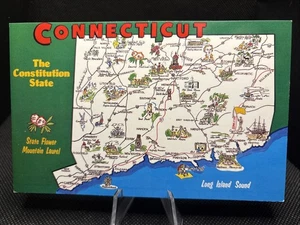 POSTCARD: Connecticut State Map X6 - Picture 1 of 2