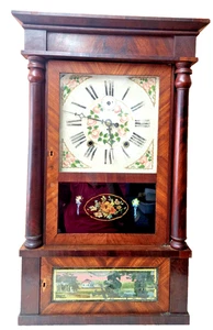 Early 1830's Three Glass Column & Cornice Woodworks With REVERSE Seconds Hand - Picture 1 of 13