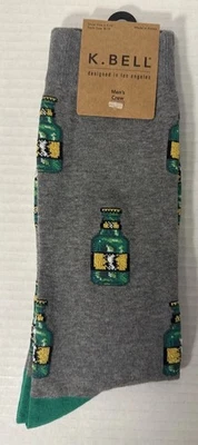 K Bell Men’s Crew Socks Green Beer St. Patrick’s Day  Shoe Size 6.5-12 Charcoal - Изображение 1 из 4