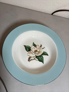 Laughlin  China Co Semi Vitreous Turquoise Magnolia Soup Bowl 8 1/2” lot of 4 - Picture 1 of 5