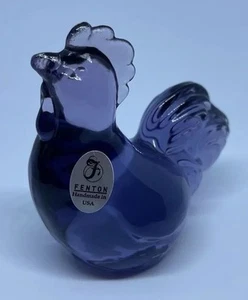 TRANSLUCENT FENTON PURPLE ROOSTER WITH ORIGINAL STICKER - Picture 1 of 9