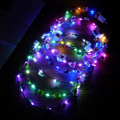 BESUCHE DEN URAQT-STORE URAQT LED Blumenkranz Stirnband, 6PCS Haarkranz Blumen Mallorca Party Accessoire