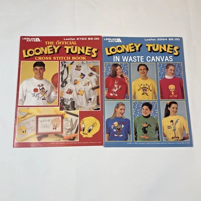 Pair Looney Tunes Leisure Arts In Waste Canvas & Cross Stitch Books 2564 2723 - Image 1 of 4