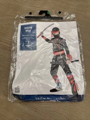 Disfraz Halloween Niño Sombra Ninja Guerrero Artes Marciales Negro Rojo Mediano 8-10 Foto 1 de 2