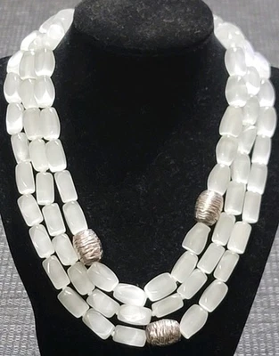 Collar de cuentas de vidrio de 3 hilos de plata de ley Simon Sebbag Foto 1 de 4