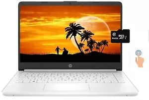 Newest HP 14'' Touch Laptop, Intel 2-Core CPU 8GB RAM 128GB (64+64), Win11 White - Picture 1 of 5