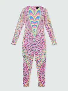 Desigual x Maria Escote Slim-Fit Snake Print Psychedelic Jumpsuit Size S - NWT - Picture 1 of 18