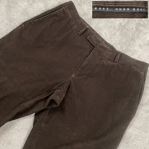 Hugo Boss Corduroy Pant Mens Size 36x34 Brown Straight Leg Chino Trouser Stretch - Picture 1 of 15