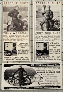 3 1968 Barbour Suit Motorcycle Print Ads Bob Leppan Tony Woodman Jody Nicholas - Picture 1 of 1