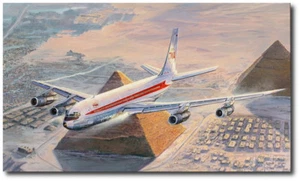 Turning Final For Cairo by Rick Herter - TWA Boeing 707 - Aviation Art Print - Picture 1 of 1