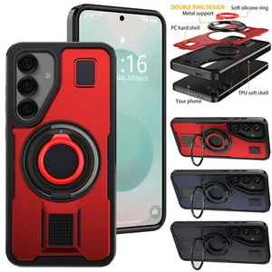 For Samsung Galaxy S25+/S25 Ultra Rugged Hybrid Case Ring Kickstand Holder Cover - Foto 1 di 34