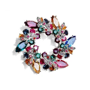 Flower Crystal Brooches For Women Rhinestone Fashion Elegant Brooch Pin  - Picture 1 of 12