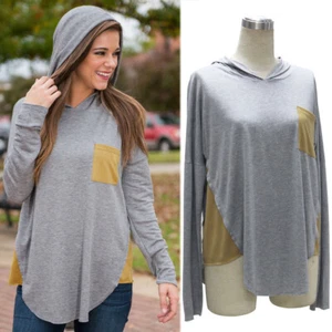 Women’s Winter Color Block Long Sleeve Hoodie Sweatshirt with Pockets US STOCK - Picture 1 of 15