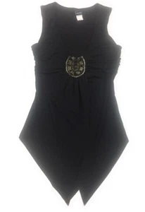 Camisa de colección Fredericks of Hollywood para mujer talla pequeña negra dorada túnica sin mangas - Imagen 1 de 5