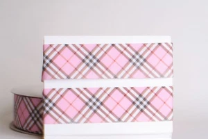 PINK PLAID PRINT 1.5" Grosgrain Ribbon 1, 5, 10 Yard SHIP FROM USA HAIRBOW - Picture 1 of 1