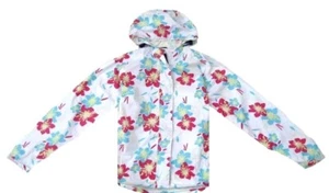 CHAQUETA FLORAL TRANSPIRABLE IMPERMEABLE SEÑORA 12-14 abrigo blanco floral cortavientos M - Imagen 1 de 1