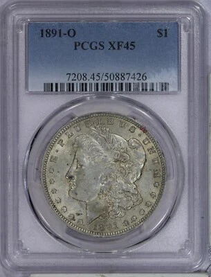1891-O Morgan Silver Dollar $1 PCGS XF45 EF45 - Image 1 of 4