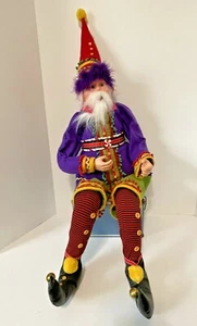 38" bunte Weihnachtselfe Wichtel Puppe Regal Sitter blaue Augen Etui nicht enthalten - Bild 1 von 11
