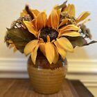 Sunflower Bouquet In Ceramic Pot/Vase 12 Inch Yellow Faux Home Decor Big Bright