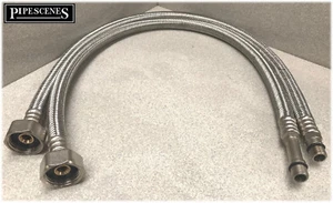 50cm Long Monobloc Tap Flexible Tail M10 x 1/2" Thread 500mm Braided 10mm PAIR - Picture 1 of 3