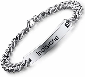 Bracciale Personalizzato con Incisione Acciaio Gratis Ded - Foto 1 di 1