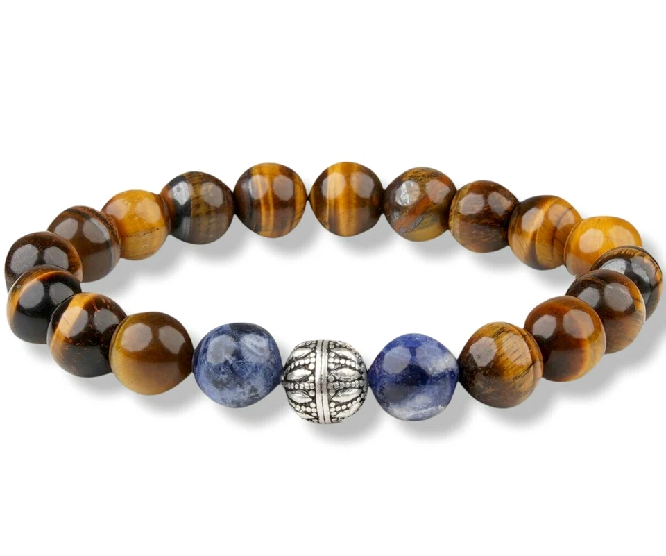 Bespoke Men's Brown Tiger Eye Marbled Bracelet