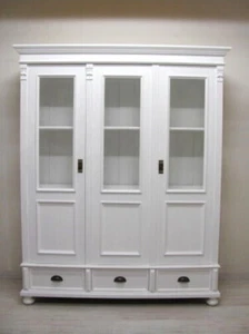 schöne Landhaus Vitrine, Landhaus Bibliothek-Bücherschrank in weiß, - Bild 1 von 12