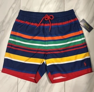 Polo Ralph Lauren Men's Swim Shorts Striped Red Navy Blue New - Picture 1 of 2