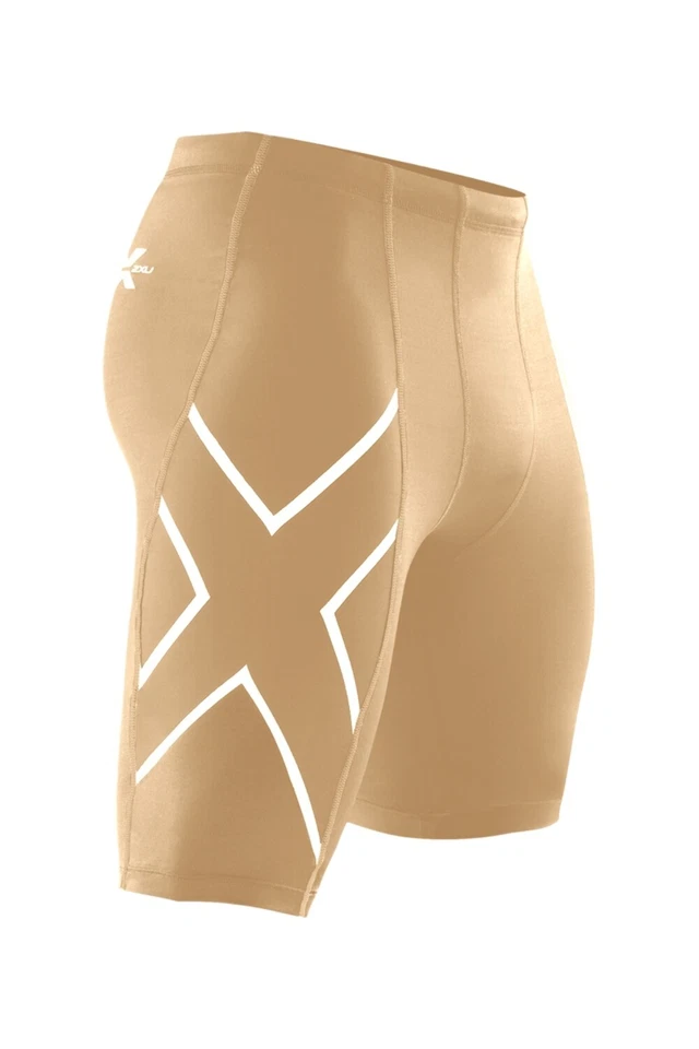 SALE | 2XU Mens Compression Shorts - Beige/Silver - Image 1 of 1