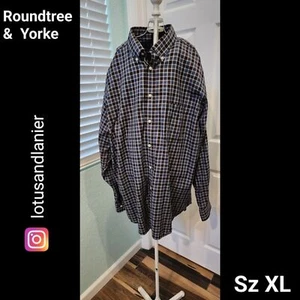 Roundtree & Yorke Blue/Brown Patterned Shirt Sz XL - Picture 1 of 5