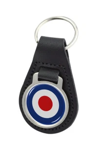 MOD Target Quality Black Leather Round Keyring - Picture 1 of 1