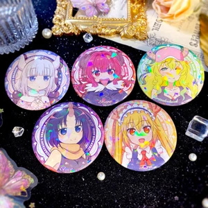 Miss Kobayashi's Dragon Maid Anime Tohru Kanna Laser Shattered Glass Badge Goods - Picture 1 of 22