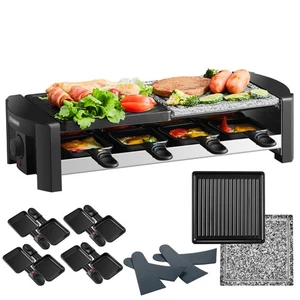 Raclette Grill para 8 personas placa de barbacoa fiesta parrilla de mesa 1300 vatios - Imagen 1 de 9