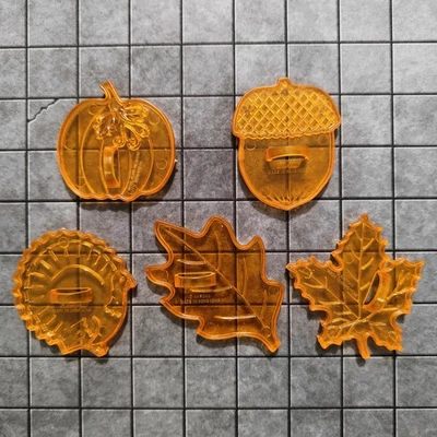 Juego de 5 cortador de galletas otoño otoño masa naranja transparente galletas pastelería fondant de colección Foto 1 de 4