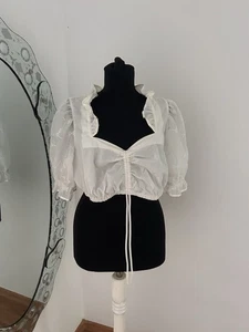 Top corto Dirndl blanco Country Line mangas abullonadas Eur 44 XL - Imagen 1 de 7