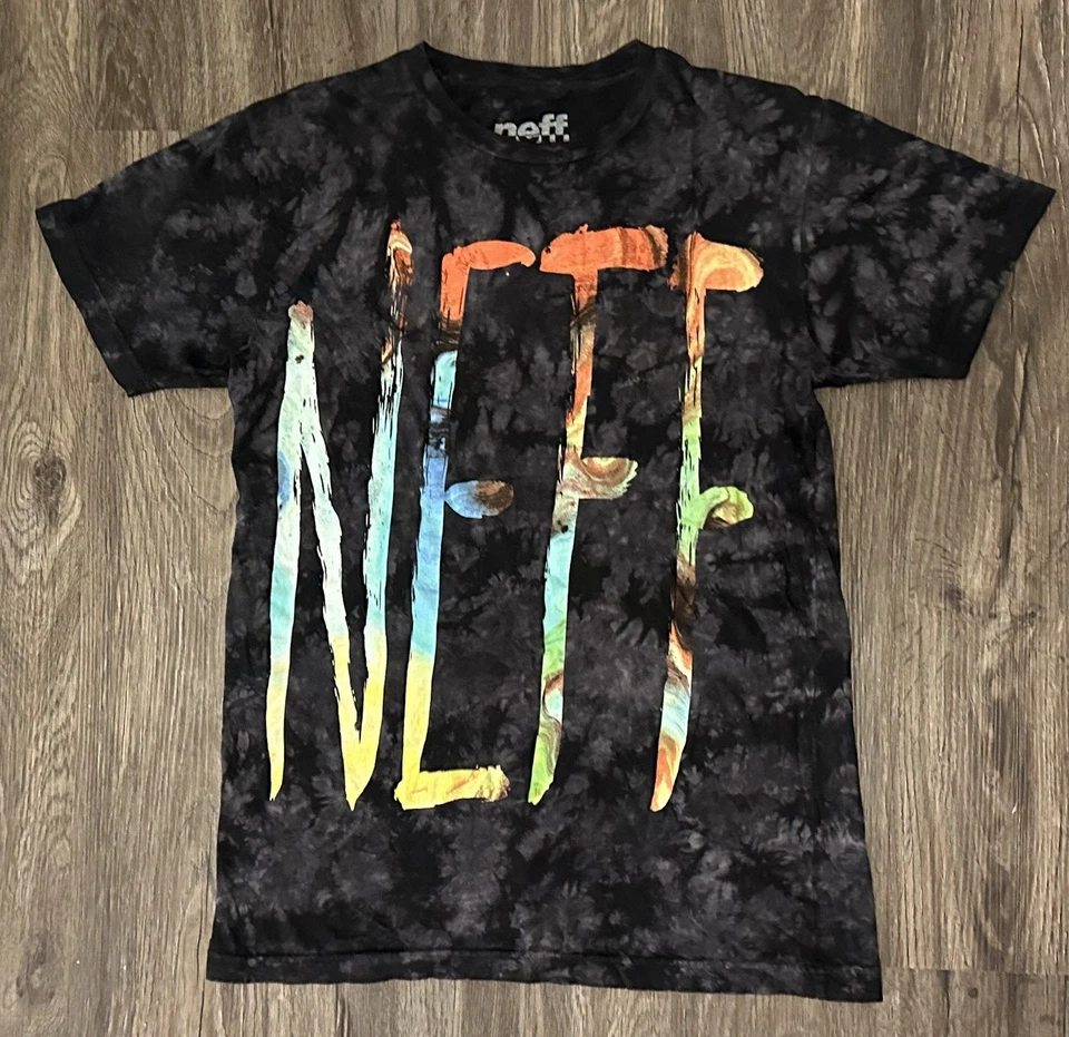 Camiseta para hombre Neff Tie-Dye negra colorida con logotipo - talla mediana Foto 1 de 4