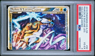 PSA 4 2010 Pokemon HGSS Unleashed Raikou & Suicune Legend Top 92/95 Holo Foil - Image 1 of 2