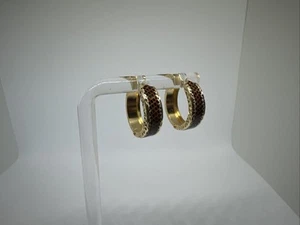 14K Gepard Emaille Creolen OHRRINGE Leopard Animal Print Gelbgold Diamantschliff - Bild 1 von 12