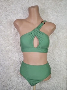 NWT CIDER Two Piece Swimsuit Women Size Small Green Removable Pads Bathingsuit C - Bild 1 von 7