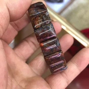 Natural Red Pietersite Gemstone Woman Stretch Rectangle Beads Bracelet - Picture 1 of 2