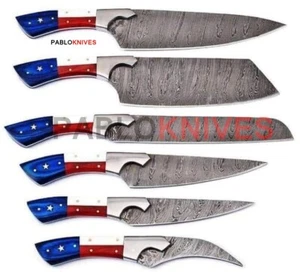 Juego de cocina raro de acero Damasco forjado a mano, juego de chef, cuchillos Full Tang - Imagen 1 de 1