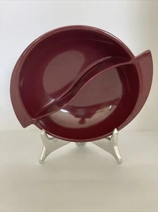 Vintage Boonton Ware 605-10 Divided Winged Serving Bowl Melmac MCM Atomic Maroon - Picture 1 of 8