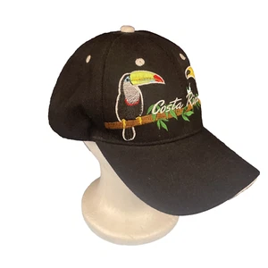 Mega Sport Costa Rica Adjustable Hat Parrot Toucan Embroider Cap Black Adult OS - Picture 1 of 21
