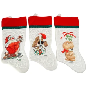 Lot 3 Vintage 1990s Stockings Giordano Morehead - Sad Puppy, Santa, Bear - Picture 1 of 7