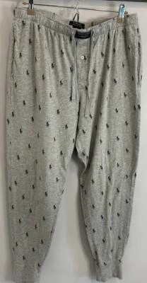 Polo Ralph Lauren Heather Gray Navy Horse Print Pajama Lounge Pants Joggers L — 第 1/4 张图片