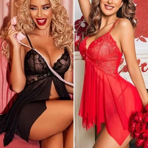Women's Sexy-Lingerie Babydoll G-string Sleepwear Underwear Lace Dress Nightwear - Picture 1 of 28
