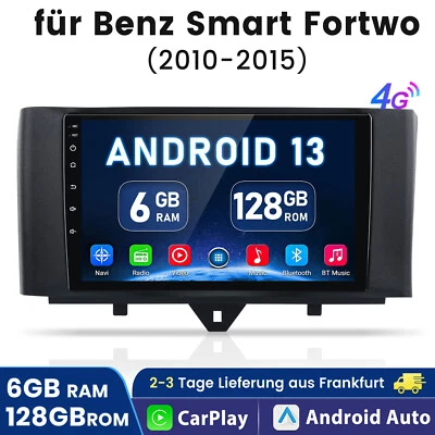 Android13 Autoradio GPS Navi Carplay 6+128GB für Mercedes Benz Smart Fortwo 451 - Bild 1 von 4