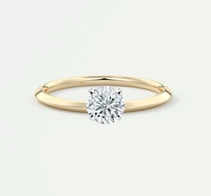 2/3 Ct Round Cut E/VVS Lab Created Grown Diamond Engagement Ring 18K Yellow Gold - Picture 1 of 1