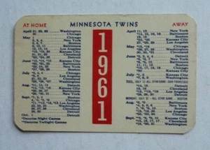 Minnesota Twins Schedule 1961 estándar petróleo gas como nuevo  - Imagen 1 de 4